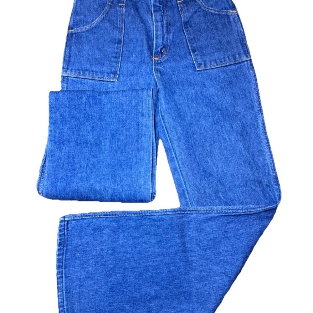VTG Wrangler Bell Bottom Jeans 70s Gold Zipper Pocket USA Made Women Small 28x32